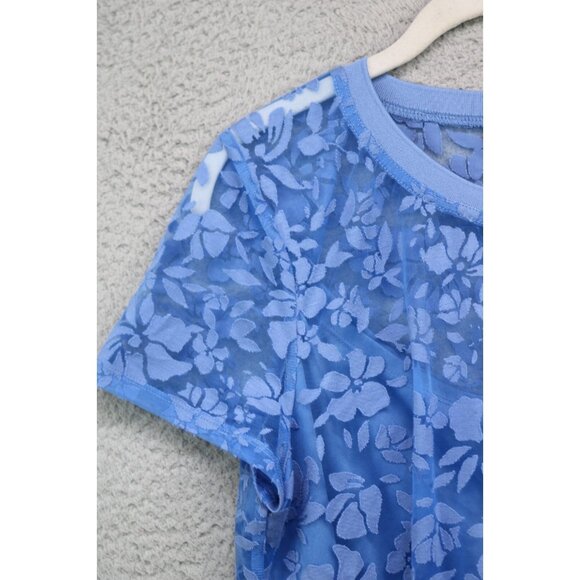 Laundry by Shelli Segal Mesh Overlay Floral Top-Large-Whimsigoth - Picture 4 of 10